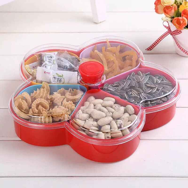 Meihua Plastic Candy Box lattice with cap nuts dried fruit snack boxes and boxes of wedding basin fr