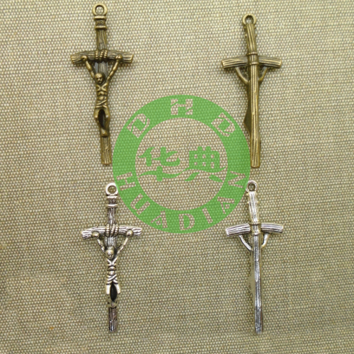 DIY Electroplating Ornament Accessories Vintage Antique Silver Ancient Bronze Jesus Cross Pendant
