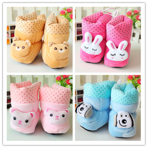 Baby Shoes Infant Warm Cotton Shoes Thickened Back Lace-up Cartoon Non-Slip Cotton Shoes