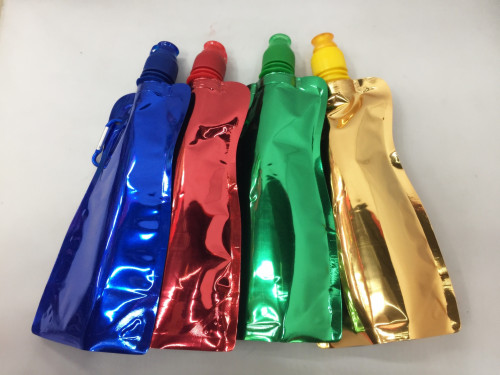 Factory Wholesale Folding Water Bag/Outdoor Sports Fashion and Environment-Friendly 258-Bright Silver Trapezoidal Water Bag