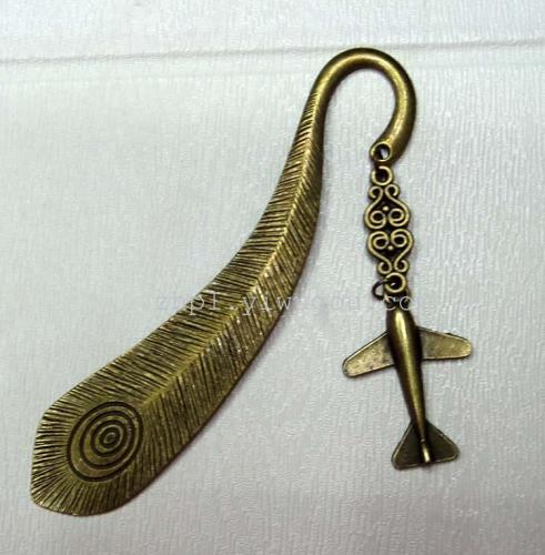 metal feather bookmark bronze bookmark airplane pendant bookmark
