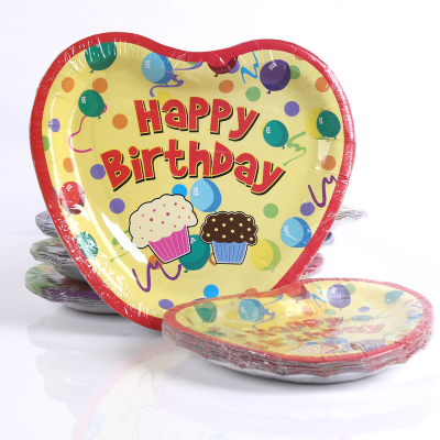 Special heart - shaped cartoon happy birthday pattern paper dish Party supplies 
