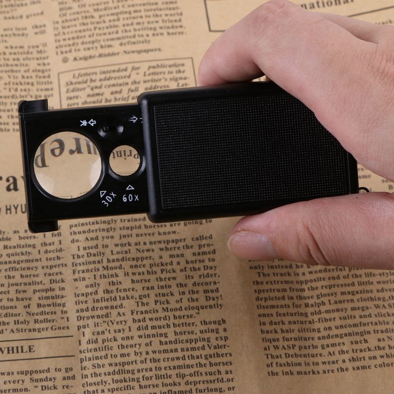 抽拉式60倍放大镜带紫光灯可验钞 30倍珠宝鉴定