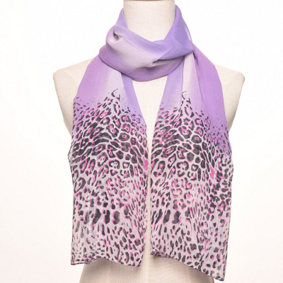 Medium long lady printed chiffon silk scarf gradually changing color sun protection shawl beach towel.