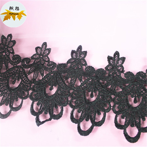 Factory Direct Sales High Quality Black Polyester Hollow Lace