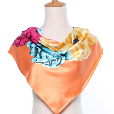 Women's digital print silk scarves four seasons general professional business large square.