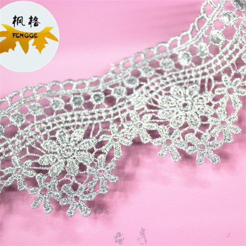 Factory Direct Sales High-Grade Polyester Silver Gray Lace