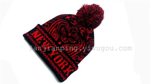 foreign trade acrylic knitted letter jacquard ski hat snow team advertising hat
