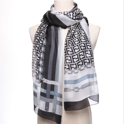 Environmental protection, printing and dyeing silk scarves with silk scarves and long stripes sun shawl beach towel.