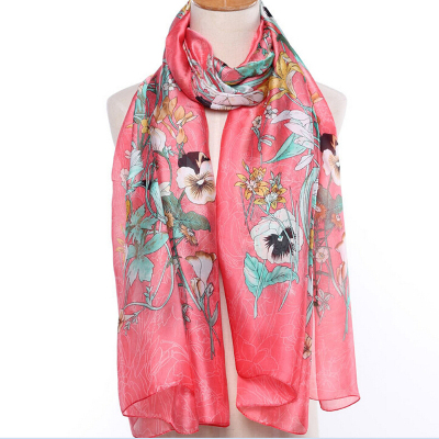 The Spring and summer new silk cotton flowers, silk scarves environmental protection spray shawl scarf.