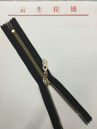 No. 5 Nylon Light Gold Closed Zipper Pocket Zipper Decorative Zipper with Diamond Zipper