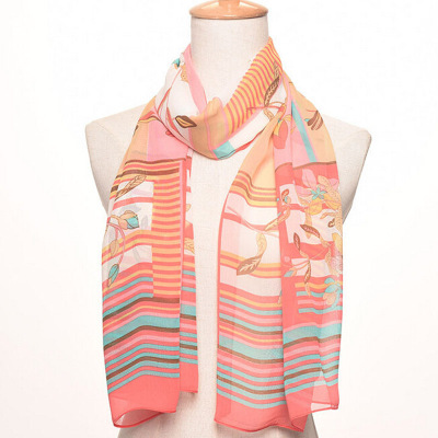 The New silk scarf is made by a New silk scarf, chiffon long towel flowers sunshade shawl.