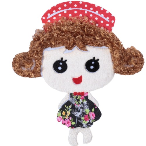 yiwu shopping accessories hot stamping rhinestone brown hair little girl shape customization short sleeve/pillow/leggings