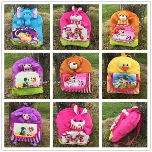 Foreign Trade Backpack Animal Head Printed Schoolbag Children‘s Backpack