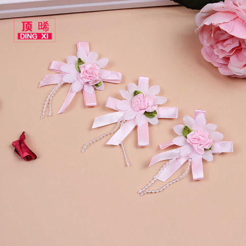 handmade fabric rose flower clothing accessories pink series ornament wholesale