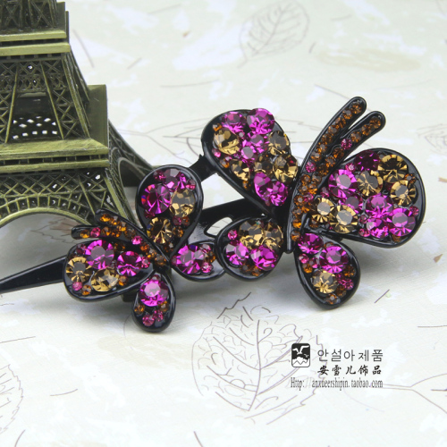 korean hair accessories brand czech imported rhinestone butterfly single tooth duck clip updo