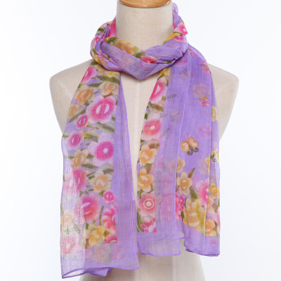 Spring and autumn summer new flower chiffon sun block scarf to lengthen lady scarf shawl.