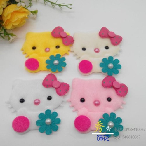 Clothing Ornament Accessories Ultrasonic Embossing Katty Cat Cloth Sticker in Stock Wholesale