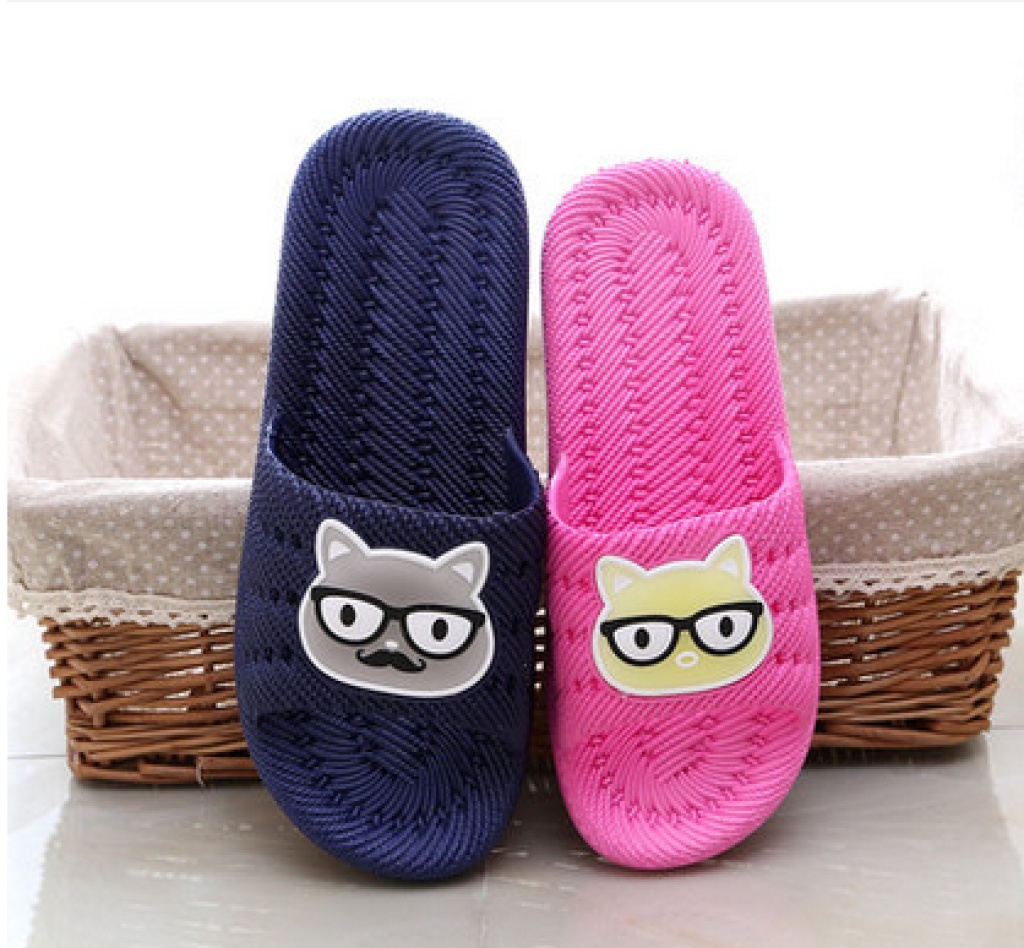 浴室拖鞋女夏简约塑料防滑凉拖鞋室内居家舒适卡通情侣拖鞋