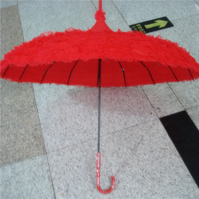 Large Red Umbrella Bride Umbrella Lace Lace Umbrella Pagoda Umbrella Wedding Umbrella Long Handle Umbrella Festive Etiquette Umbrella