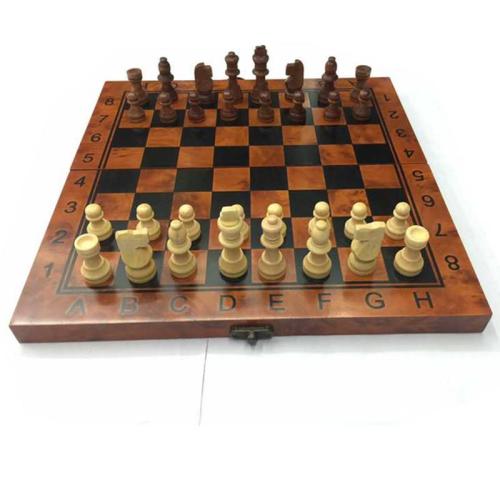 Wooden Chess Is Easy to Carry and Foldable Large Chess Pieces for Three-in-One Game of Backgammon