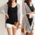 The Korean version of V all-match loose collar long sleeved candy color in long cardigan thin blouse