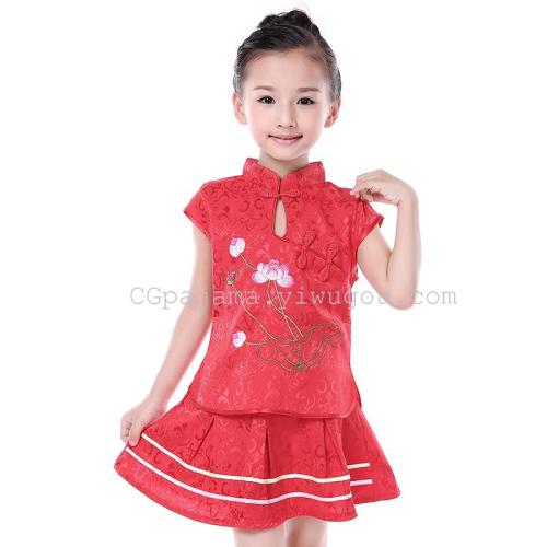 summer new children‘s cheongsam tang suit outfit girls‘ summer 61 performance clothes