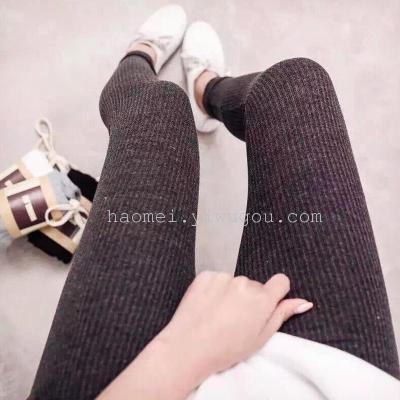 Spring and autumn striped Leggings cotton cotton knitted trousers Shutiao