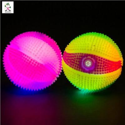 Colorful flash massage ball, 7.5cm ball basketball stall selling luminous toy whistle flash