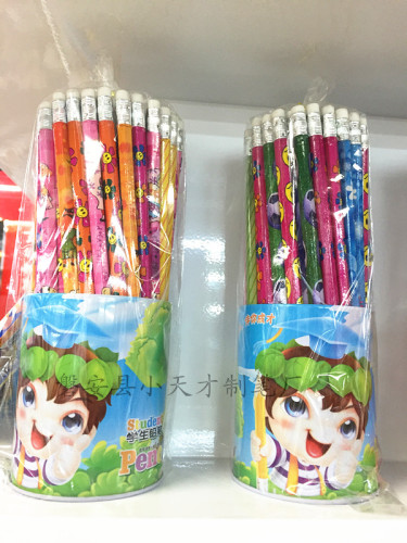 72 Iron Barrel Pencils， Mantle Cartoon HB Pencils， Factory Direct Sales