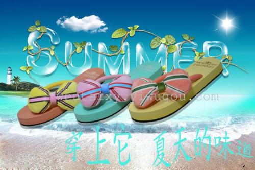 new flag bowknot flip flops candy color sandals cute cartoon slippers wholesale one piece dropshipping