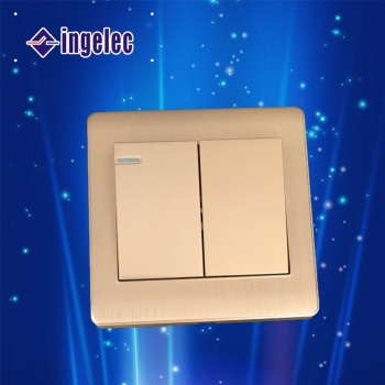 拉丝不锈钢开关 浅香槟金 荧光点