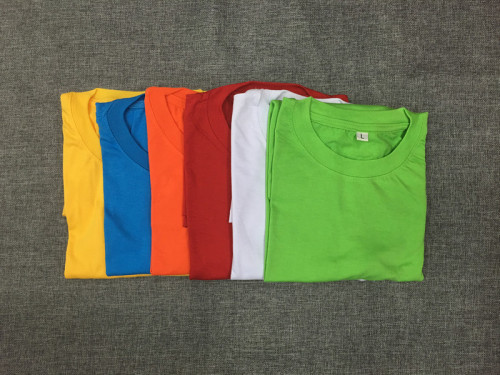 Factory Direct Multi-Color Polyester Cotton round Neck Short-Sleeved T-shirt T-shirt Class Clothes Customized DIY Summer Appointment