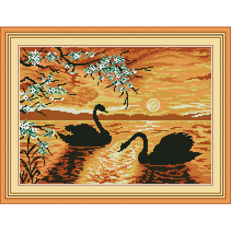 十字绣材料包批发手工工艺品美丽天鹅1050