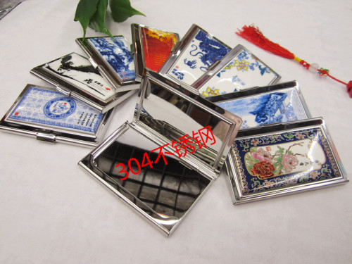 chinese ink painting blue and white porcelain ceramic 304 stainless steel creative unique high-end business metal gift