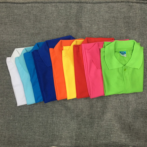 Manufacturer direct Selling Multi-Color Polyester Lapel Short-Sleeved Men‘s T-shirt Couple‘s Cultural Shirt Class Uniform Customized Summer about