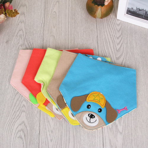 puppy five-star cotton cartoon triangle towel newborn supplies double-layer snap button mouth circumference