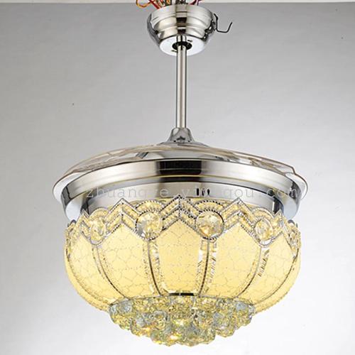 Supply Contact Frequency Crystal Chandelier Fan With Lamp