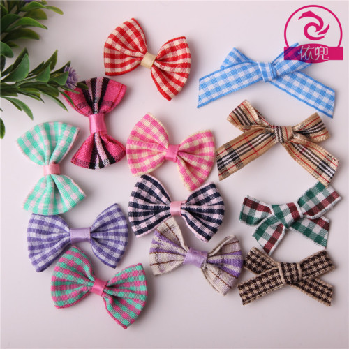 customized wholesale scottish bow tie children‘s hair accessories plaid ribbon bow