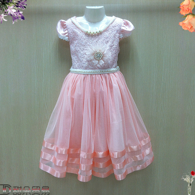Yiwu purchase 2018 Korean children Summer Dress Baby Girls Princess Dress Lace Dress