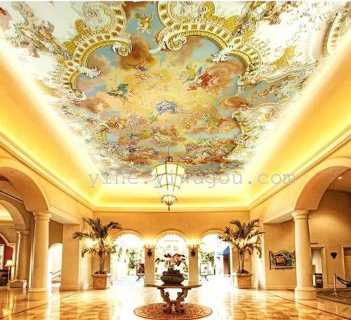 european-style ultra-large hd micro-spray oil painting | ceiling palace figure painting tiandin oil painting printing