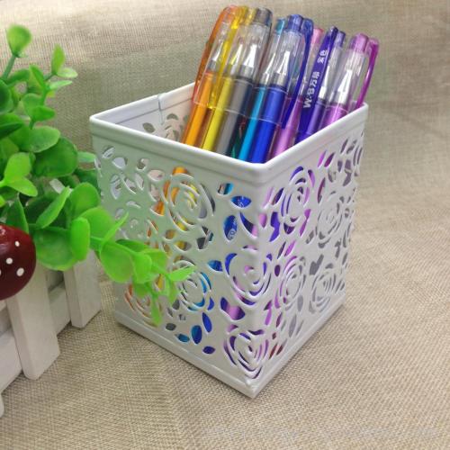 cute candy-colored rose hollow storage pen holder small jewelry stationery creative fashion square storage box