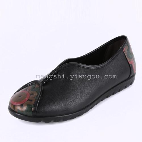 Women‘s Printed Ethnic Style Casual Leather Shoes