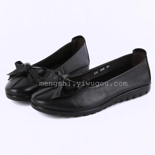 women‘s bowknot leather shoes