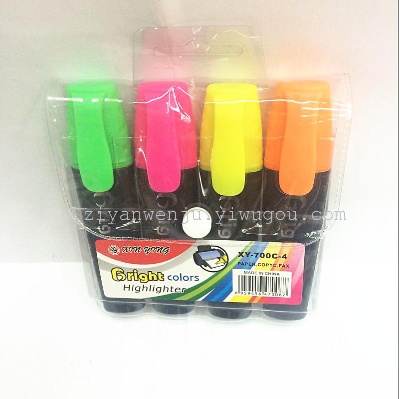 4 fluorescent pens in PVC Bag for marking key pens