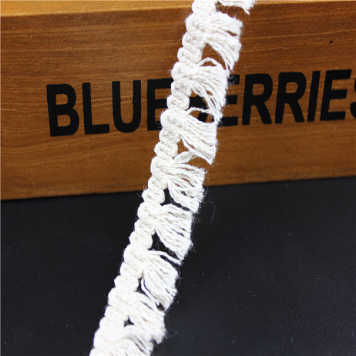 cotton thread lace supply 1.8cm cotton thread small tassel lace natural white tassel lace