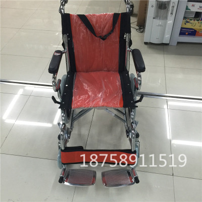 Folding wheelchair stainless steel manual wheelchair wheelchair wheelchair brake with orange blue