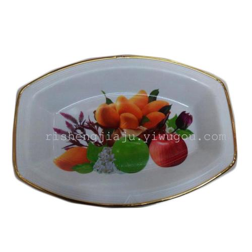 golden edging flower paper fruit plate rectangular wide belly fruit plate rs-4647