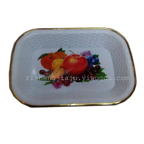 Golden Edge Flower Paper Fruit Plate Rectangular Rattan-like Fruit Plate RS-4651