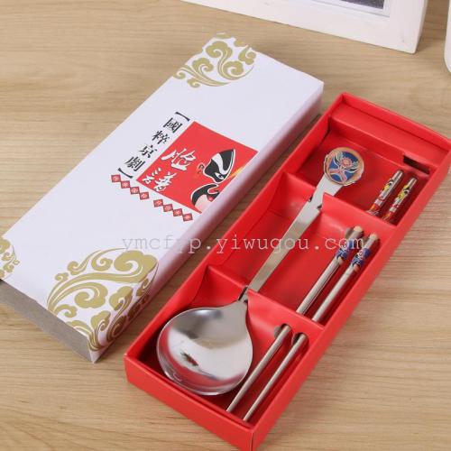 gift box chinese quintessence peking opera facial makeup spoon chopsticks sets